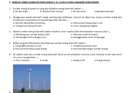 7 Contoh soal energi alternatif kelas 3 sd yang sering keluar saat ujian sekolah terbaru