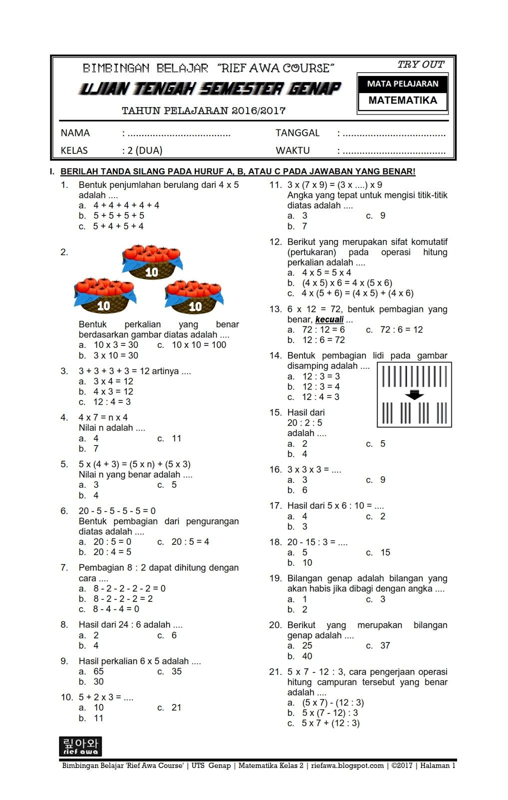 Menguasai Matematika Kelas 3 SD Semester 2 Kurikulum 2013 Panduan Soal Menguasai Matematika Kelas 3 SD Semester 2 Kurikulum 2013 Panduan Soal