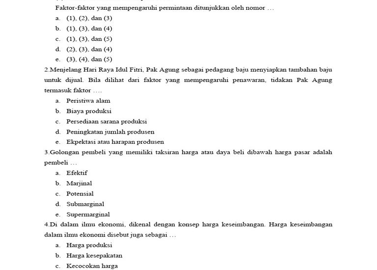 contoh soal ekonomi kelas 10 semester 1 bab 3