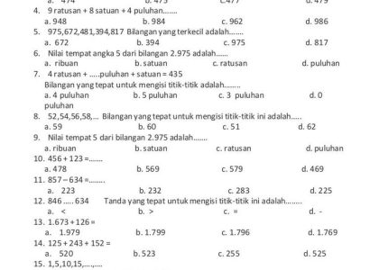 Rahasia Kunci Jawaban Soal Ujian Matematika Kelas 3 SD Semester 1 STS 2026