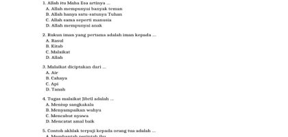 Soal Akidah Akhlak Kelas 3 Semester Ganjil PDF