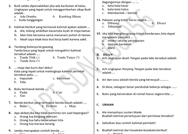 Ternyata Ini Soal Ulangan Tema 6 Kelas 3 Semester 2 Versi Bimbel Brilian