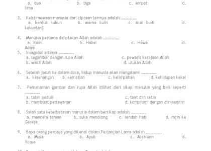 ujian sekolah agama kristen kelas 6