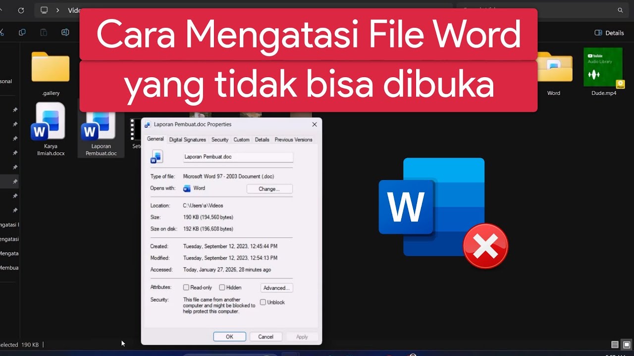 Cara Mengatasi File Word tidak bisa dibuka - YouTube Cara Mengatasi File Word tidak bisa dibuka - YouTube