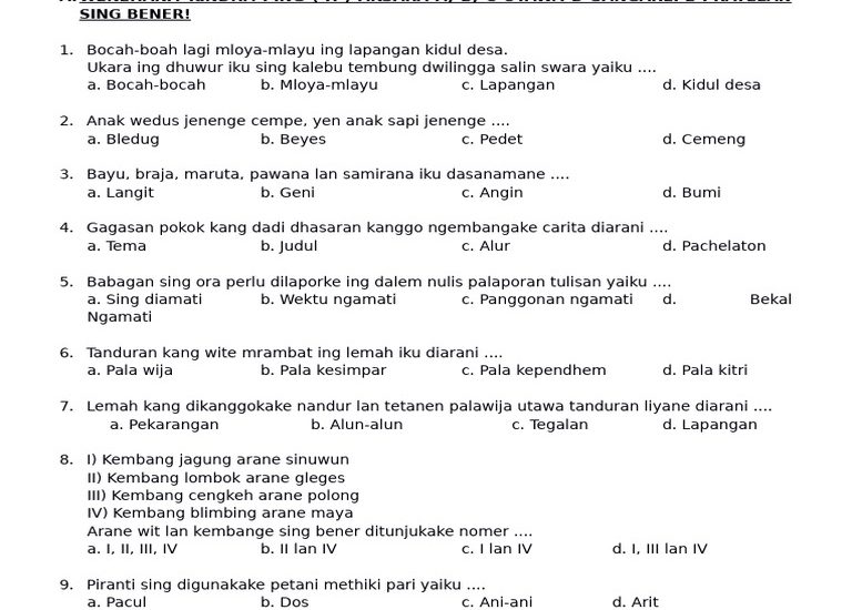5 Bocoran Soal Bahasa Jawa Kelas 6 SD Semester 1 yang Sering Muncul Sebelum UTS, Wajib Tahu