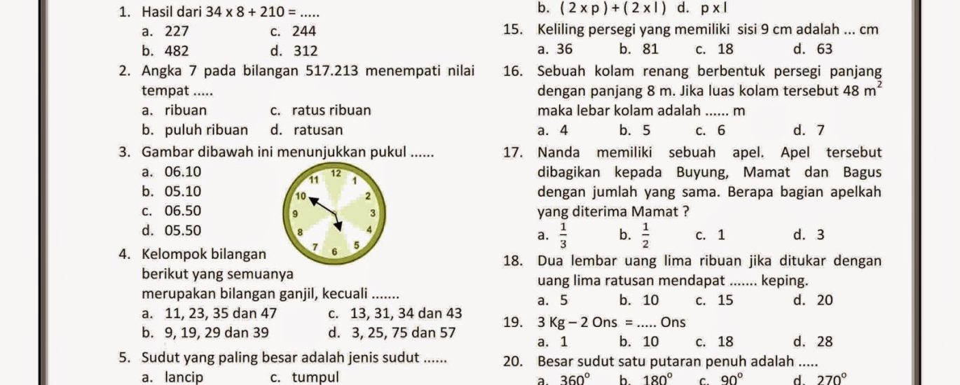 5 Contoh Soal Ulangan Kelas 2 Tema 3 Sub Tema 4 yang Wajib Dikuasai Anak