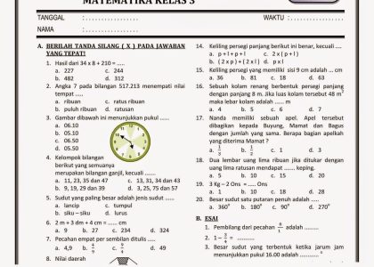 5 Contoh Soal Ulangan Kelas 2 Tema 3 Sub Tema 4 yang Wajib Dikuasai Anak