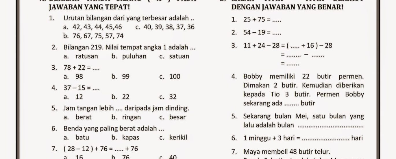 5 Contoh Soal Ulangan Matematika Kelas 4 SD Semester 1 yang Wajib Dikuasai Sebelum Ujian Tiba