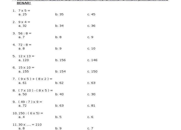 5 Contoh Soal Ulangan Matematika Kelas 4 Semester 2 yang Wajib Dikuasai Sebelum Ujian