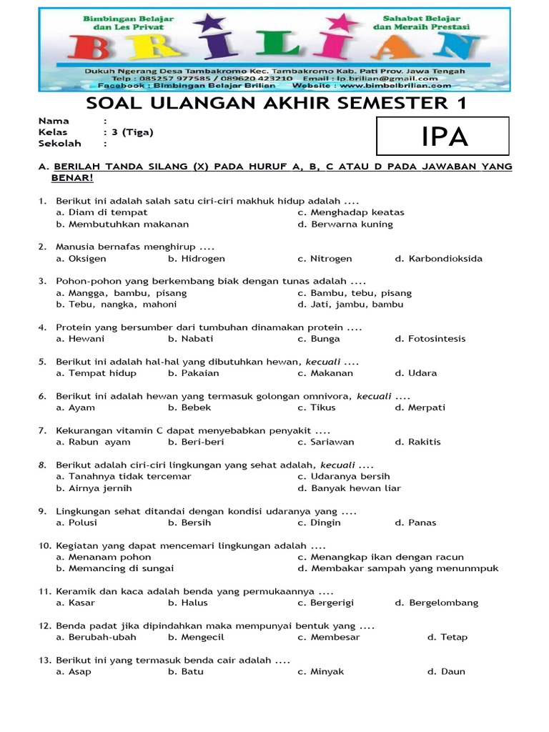 5 Fakta Ternyata Soal IPA Tema 1 Kelas 3 yang Wajib Tahu Sebelum Ulangan