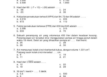 5 Soal Matematika Kelas 6 SD Semester 1 dan Kunci Jawaban Wajib Tahu Agar Tak Gagal Ujian