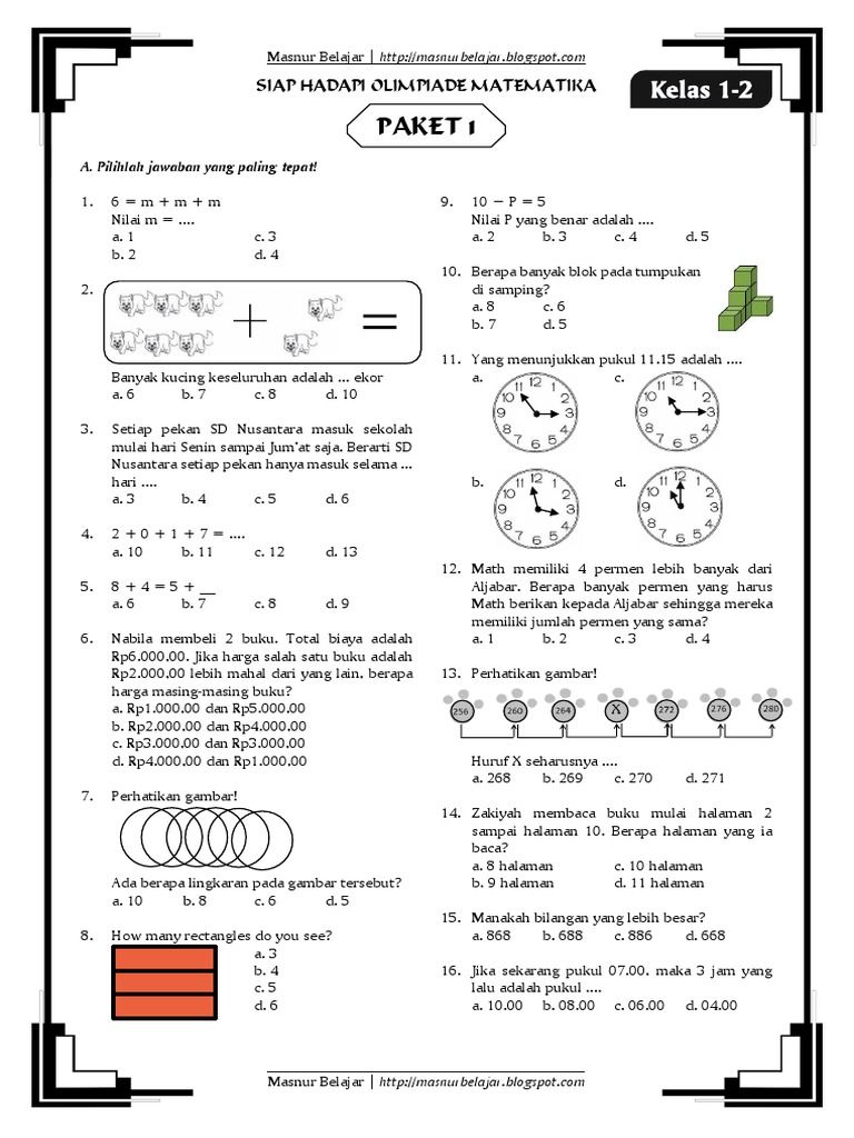 Soal Soal Olimpiade Matematika Sd