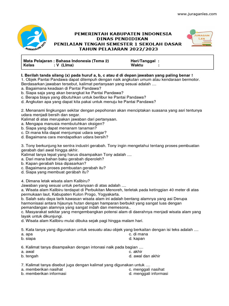 7 Contoh Soal Tema 2 Kelas 5 Semester 1 yang Jarang Diketahui dan Cara Cepat Menguasainya