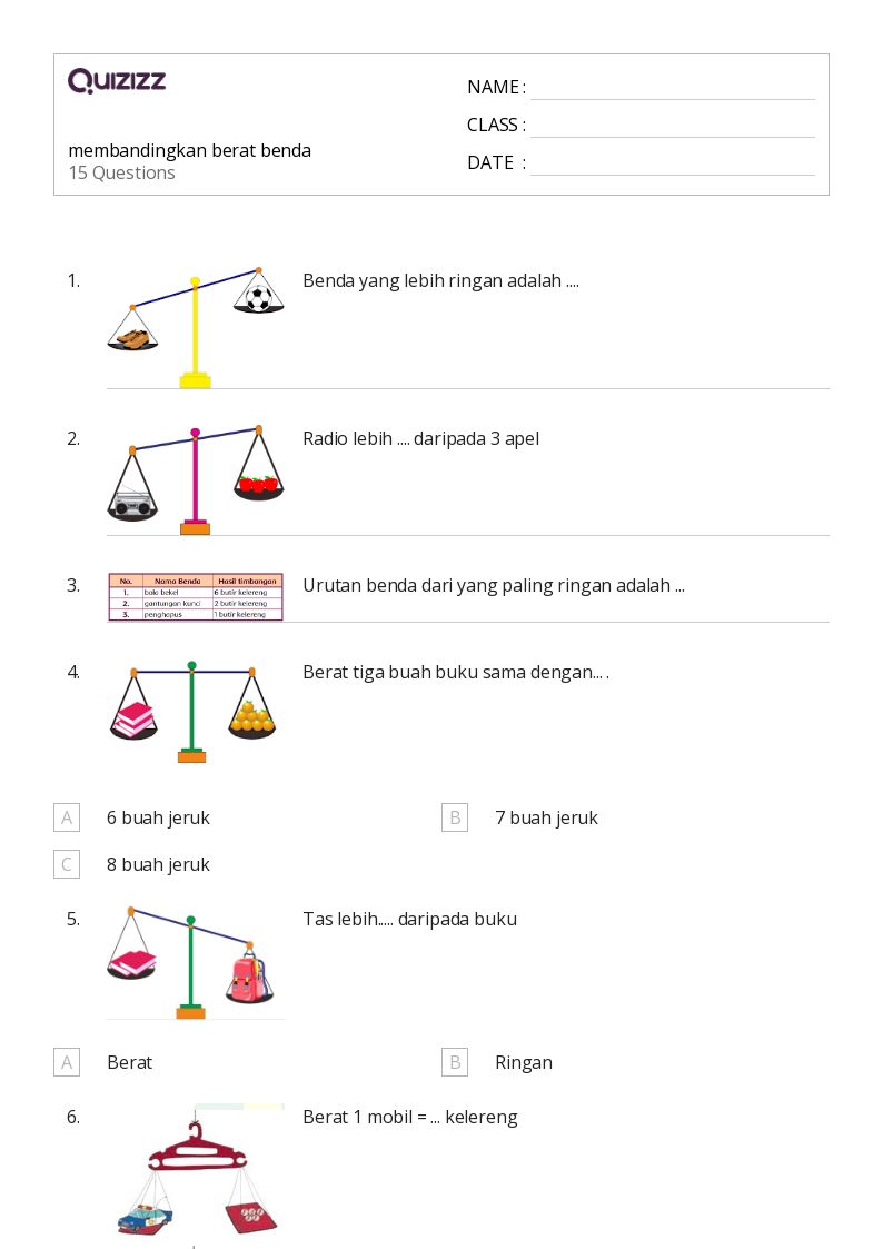 7 Contoh Soal Timbangan Kelas 1 SD yang Terbukti Bikin Anak Paham Matematika Sekarang
