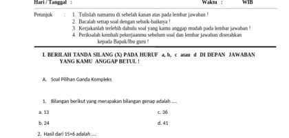 Soal Matematika Kelas IV Semester Genap PDF
