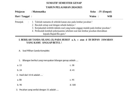 7 Contoh Soal Ulangan Kenaikan Kelas 4 Tema 8 yang Sering Muncul dan Wajib Dikuasai Sebelum Ujian