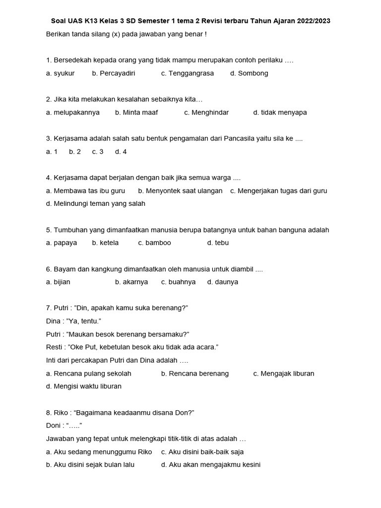 Akhirnya Tahu Bentuk Asli Contoh Soal Tema 2 Kelas 3 SD K13 yang Sering Bikin Salah Paham