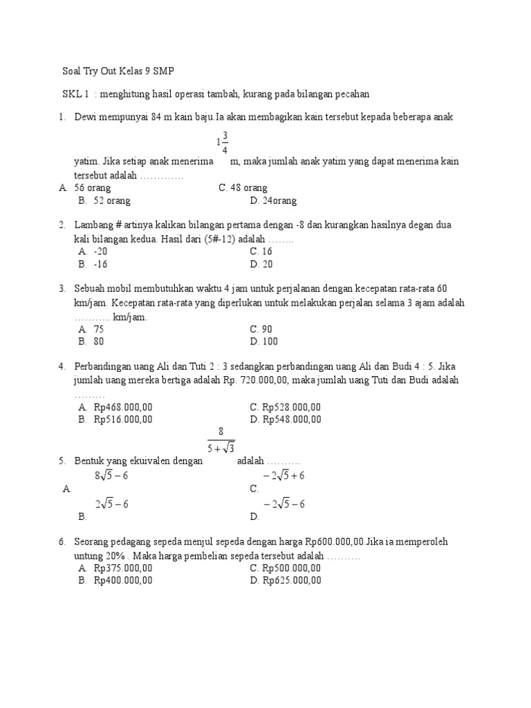 Contoh Soal Try Out Kelas 9 Semester 1 Ternyata Punya Pola Rahasia Ini, Wajib Tahu Sebelum Terlambat!