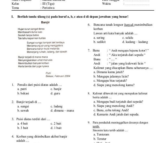 Contoh Soal Ulangan Kelas 1 Tema 4 Ternyata Bisa Seperti Ini, Wajib Tahu Sebelum Terlambat!
