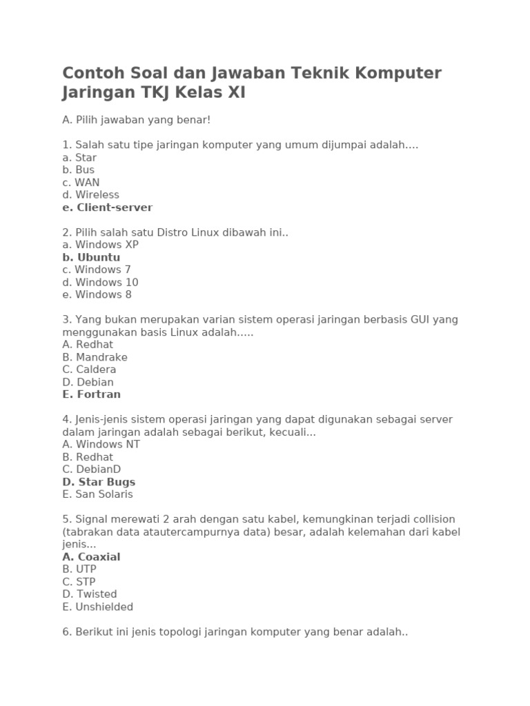 Rahasia contoh soal tkj kelas 11 semester 1 2026 yang Wajib Tahu Sebelum Ujian!