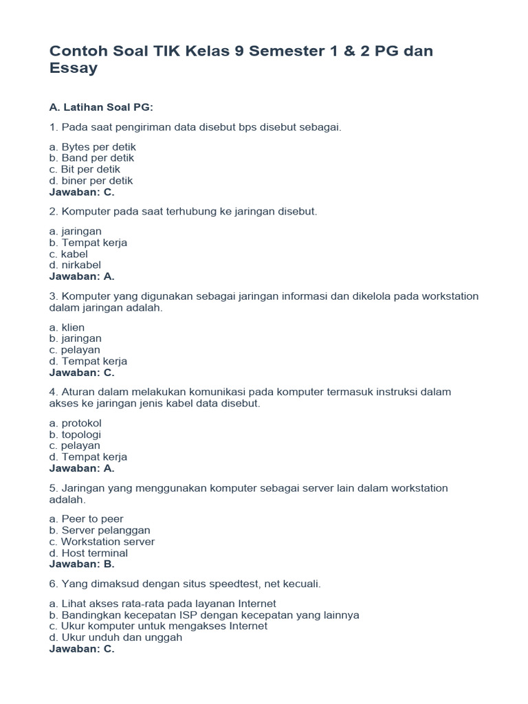 Terbukti 7 Contoh Soal TIK Kelas 9 Bab 1 yang Wajib Dikuasai Sebelum Ujian Dimulai