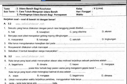 Terbukti! Contoh Soal Tema 2 Kelas 6 SD K13 yang Membantu Anak Kuasai Materi Sekarang