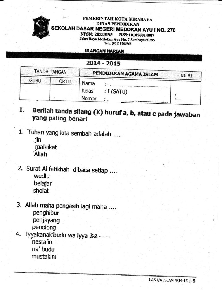 Ternyata Ini Kumpulan Contoh Soal Ulangan Kelas 4 Semester 2 Agama Katolik K13 yang Wajib Dipelajari Sebelum Terlambat